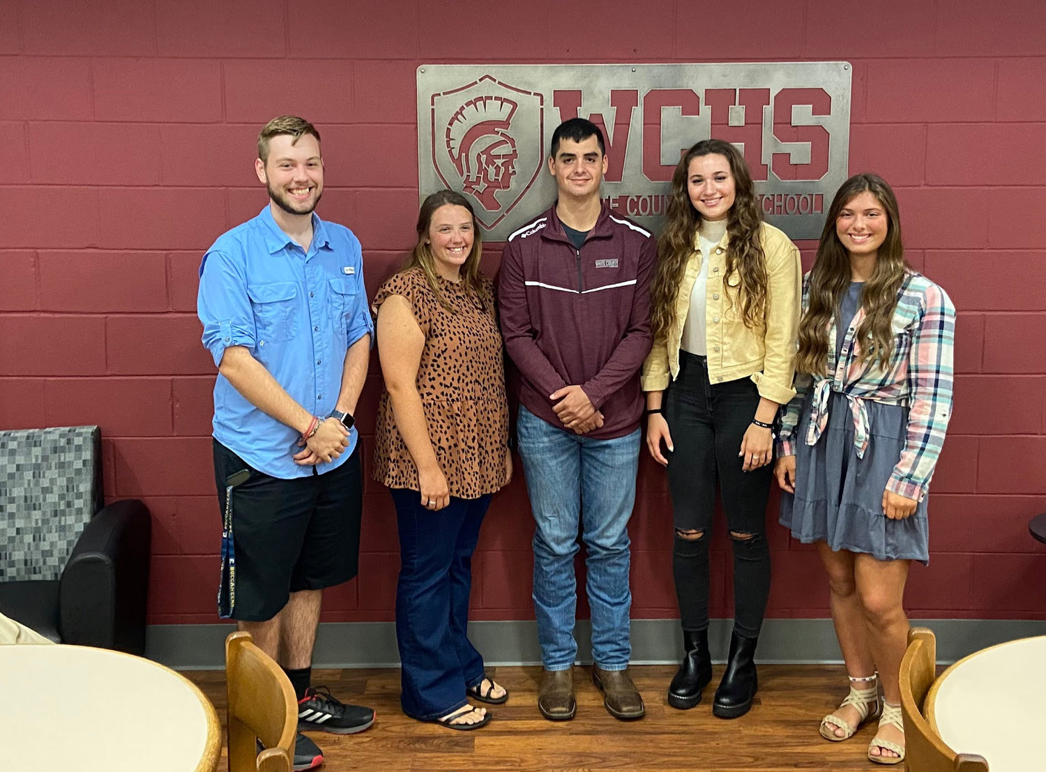 Five of the six White County High School students spotlighted by their teachers were present at a recent school board meeting. The six students are Jake Officer, Keena Anderson, Kiley Moore, Nia Powers, Conner Brewington, and Ryan O’Dell.